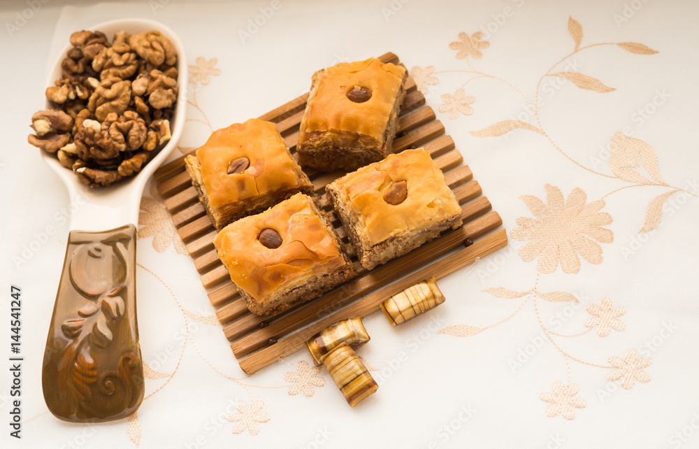 Fototapeta premium Eastern sweets. Arabic Traditional Celebratory Dessert. Baklava