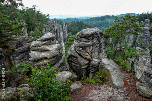 Rock pillar nature park in the Czech Republic. View from the mountain tops. © ako-photography