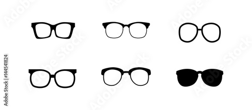 glasses icons set black