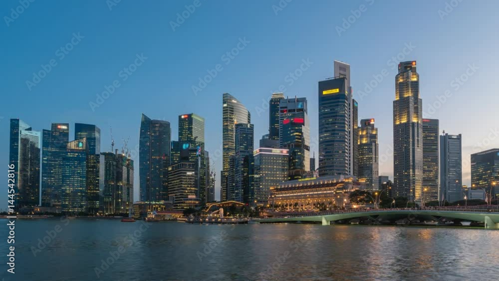 Singapore city skyline day to night timelapse, Singapore, 4K Time lapse Singapore city skyline day to night timelapse, Singapore, 4K Time lapse