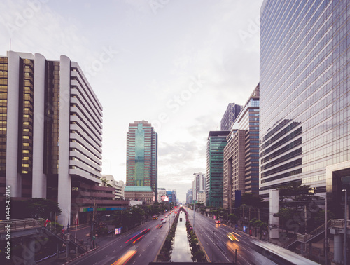building and traffic in the city.