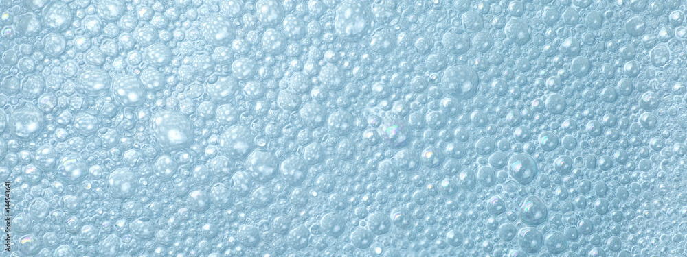 Obraz premium fresh blue background with soap bubbles