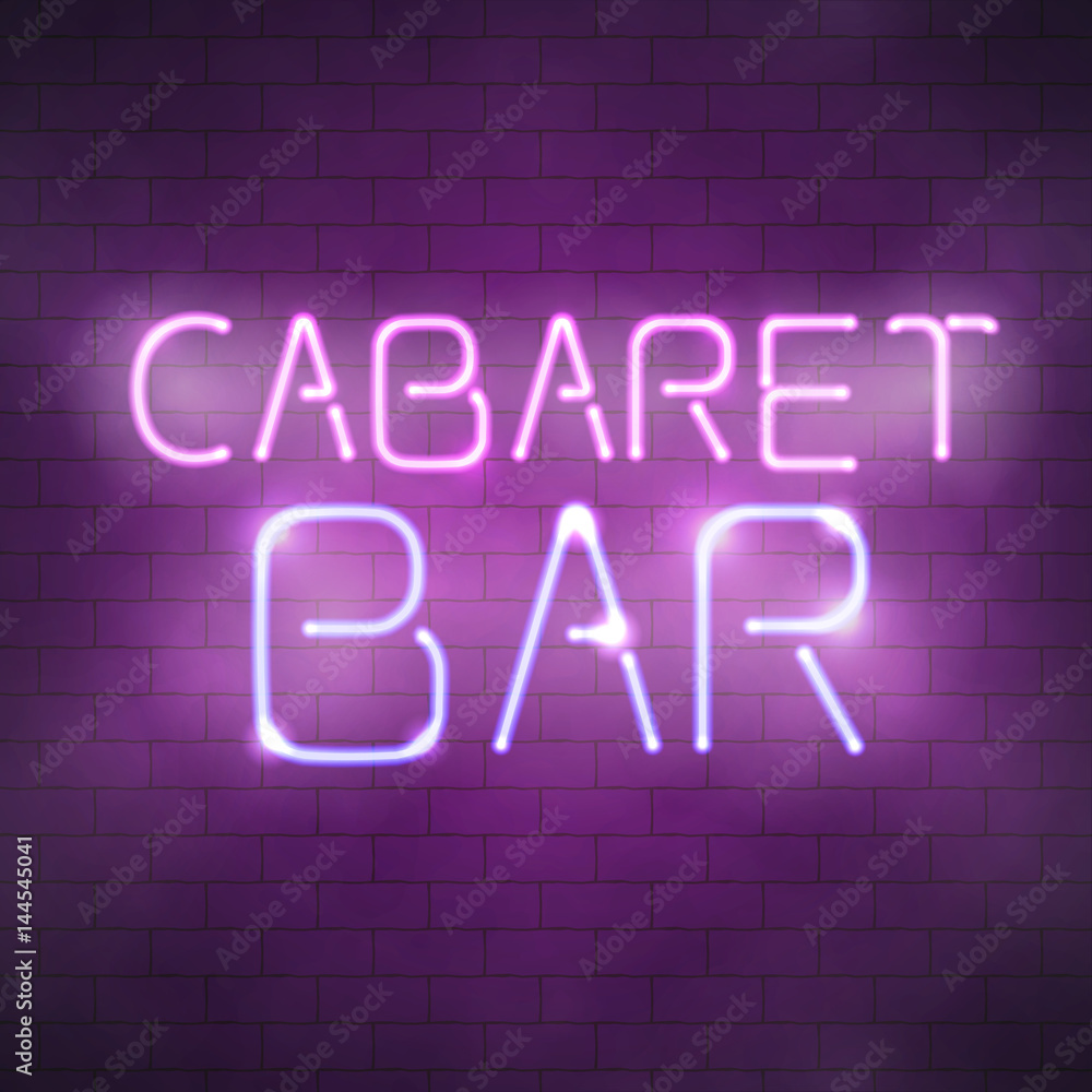 Cabaret bar neon sign on the brick wall Cabaret bar neon sign on the brick wall
