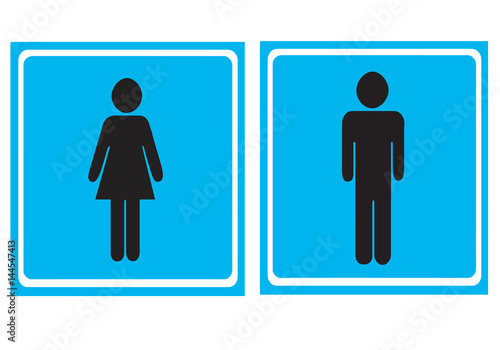 wc toilet icons - man and woman vector on blue background