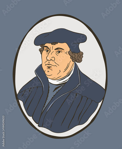 Martin Luther (1483-1546) the key person in protestant Reformation, 500th Anniversary, vector Illustration 