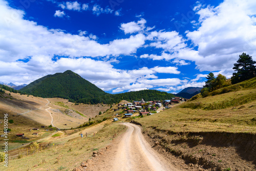 View in Mountains. Road to Shenako village in Tusheti region. Georgia