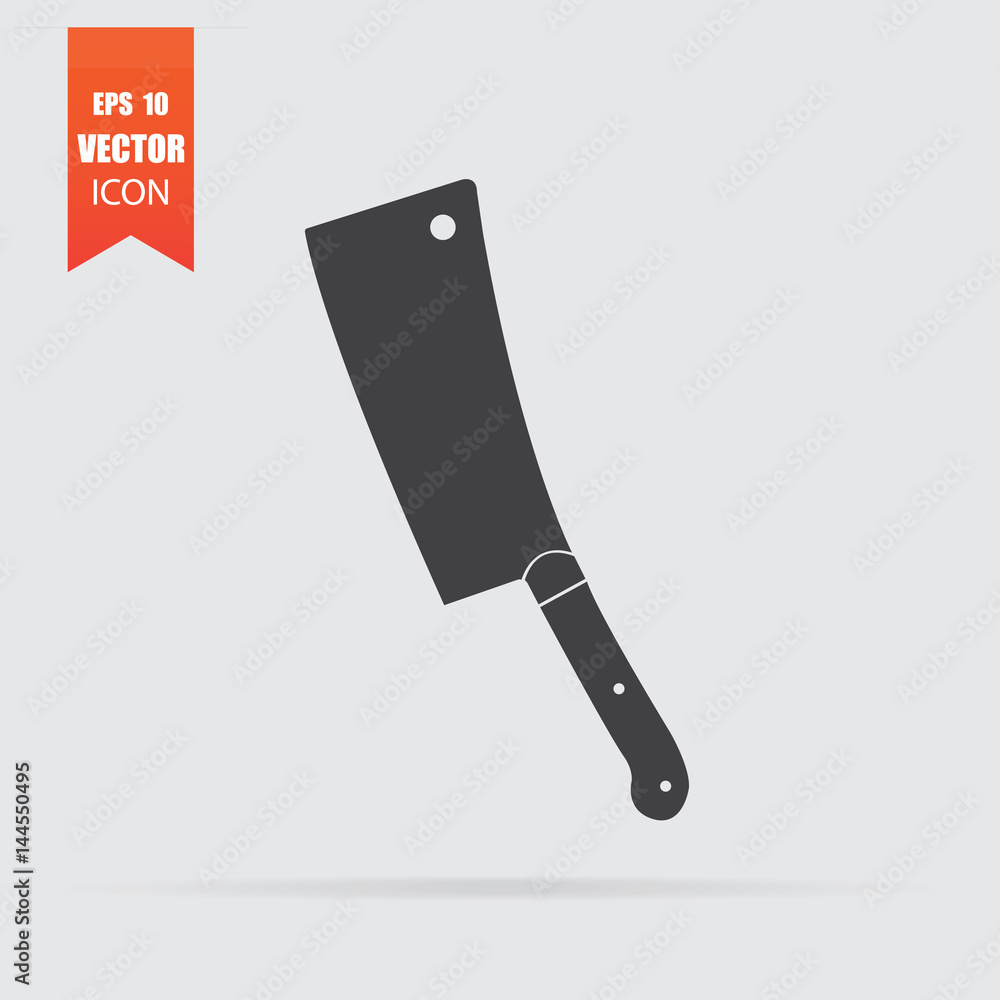 Cleaver icon in flat style isolated on grey background. Cleaver icon in flat style isolated on grey background.