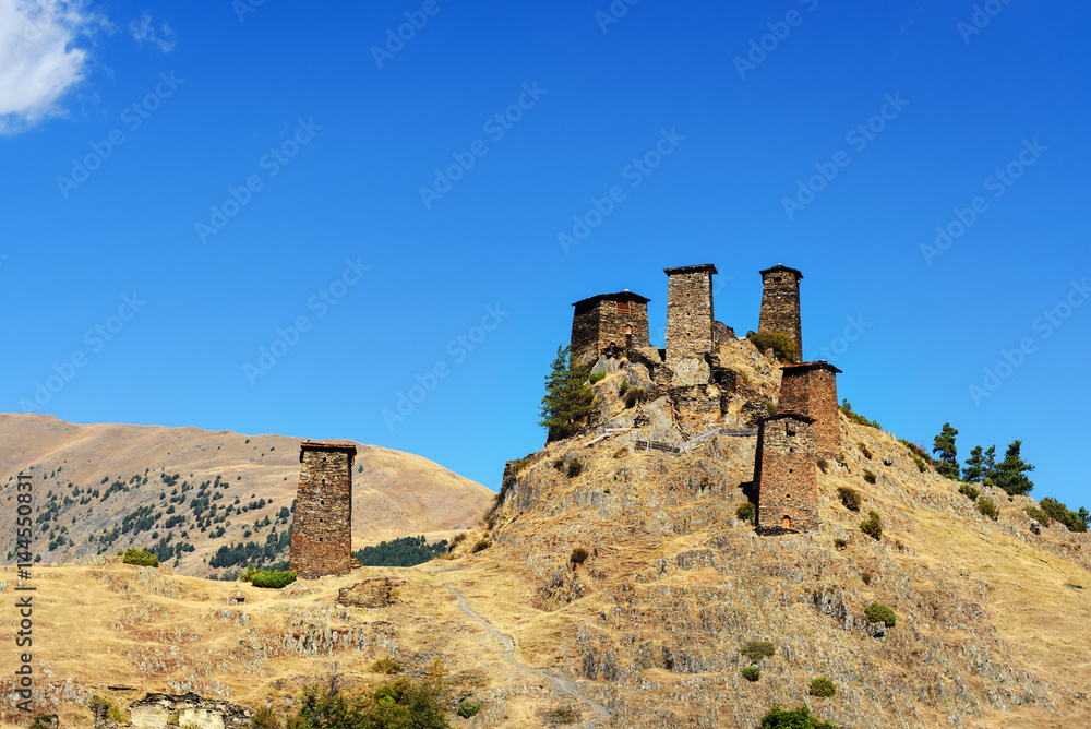Fortress Keselo in Upper Omalo village. Tusheti Nature Reserve. Georgia