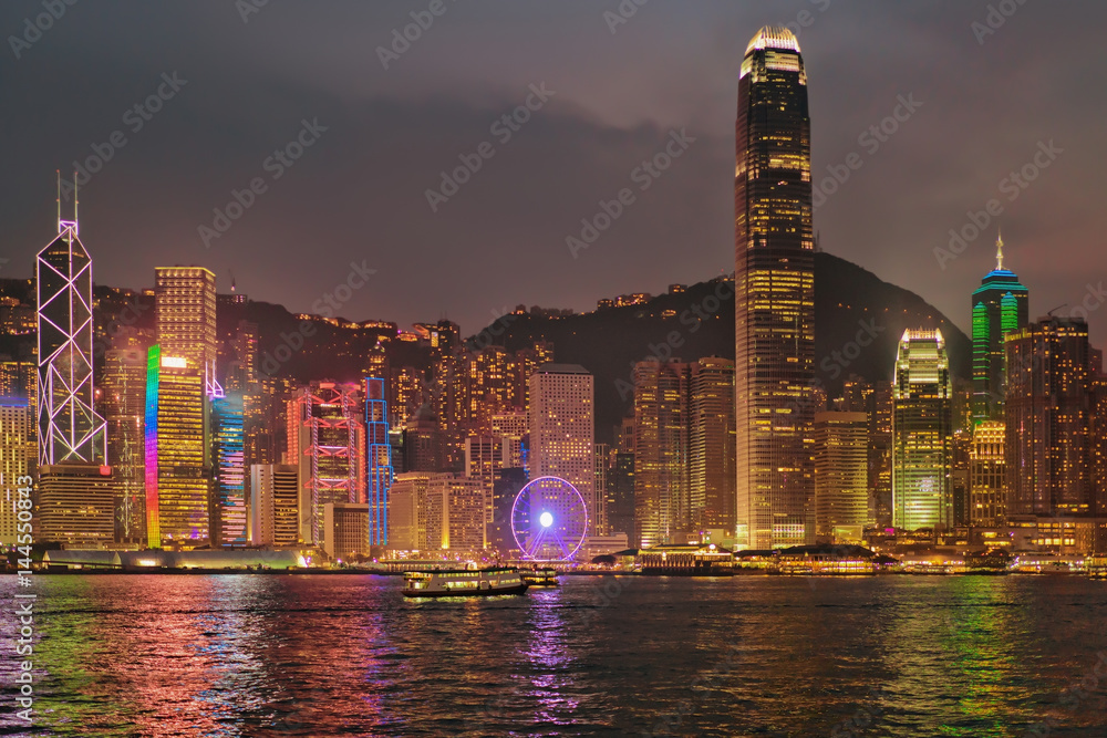 Naklejka premium Skyline on Victoria Harbor Hong Kong
