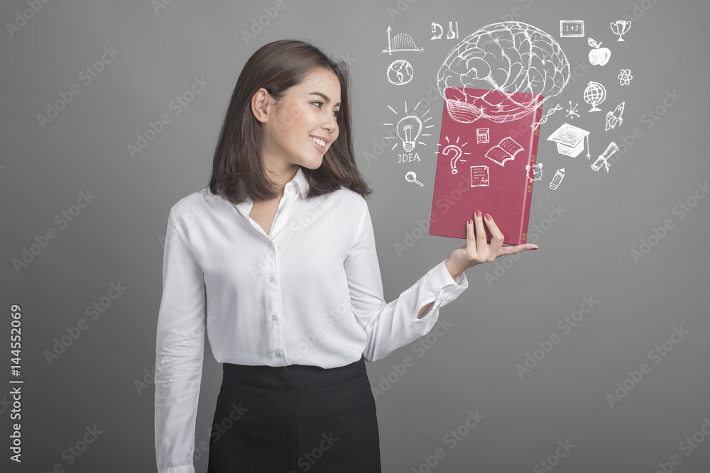 university student woman with education icon university student woman with education icon