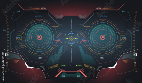 Futuristic concept ui for helmet. Head-up display template. View from the helmet with HUD elements