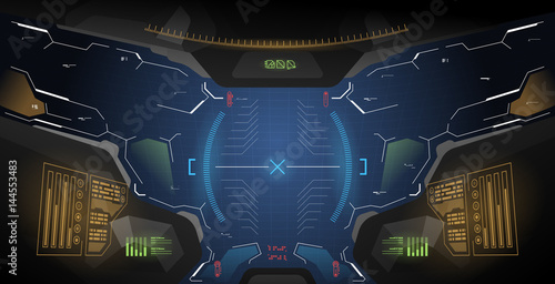 Futuristic concept ui for helmet. Head-up display template. View from the helmet with HUD elements