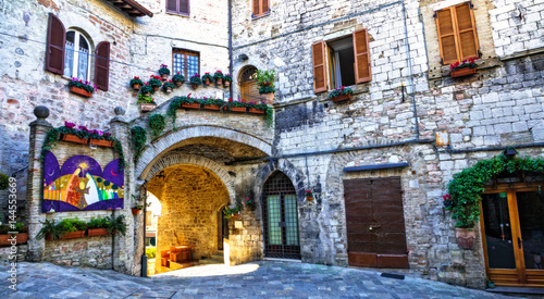 Medieval town Assisi - charming old streets. Italy
