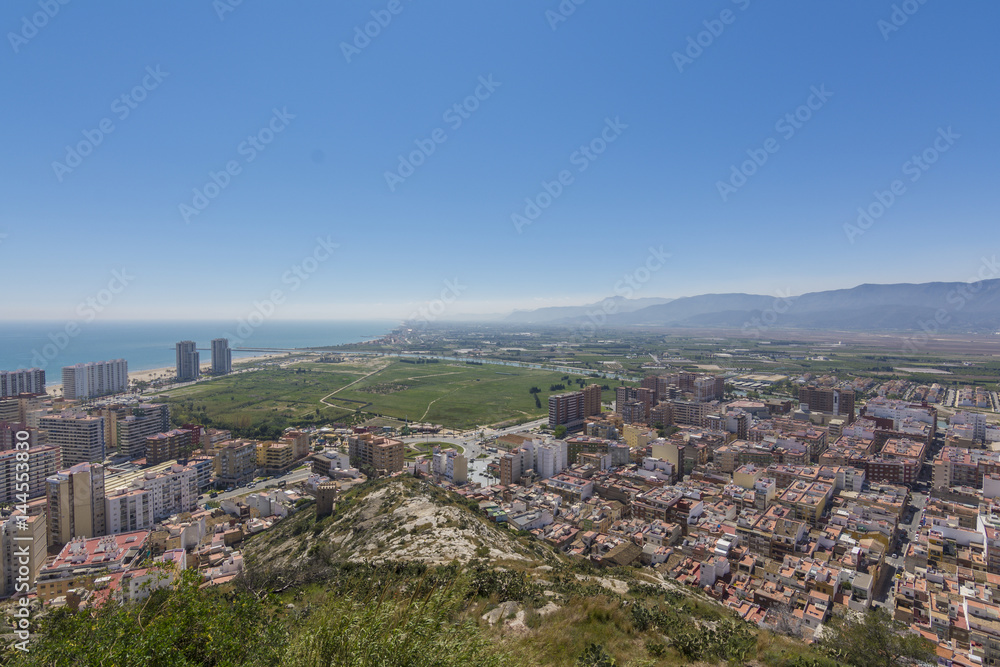 Aerial view of mediterranean tourist town of Cullera