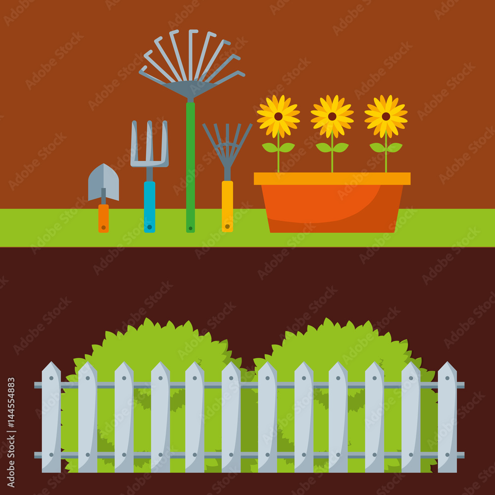 beautiful garden flat icons vector illustration design