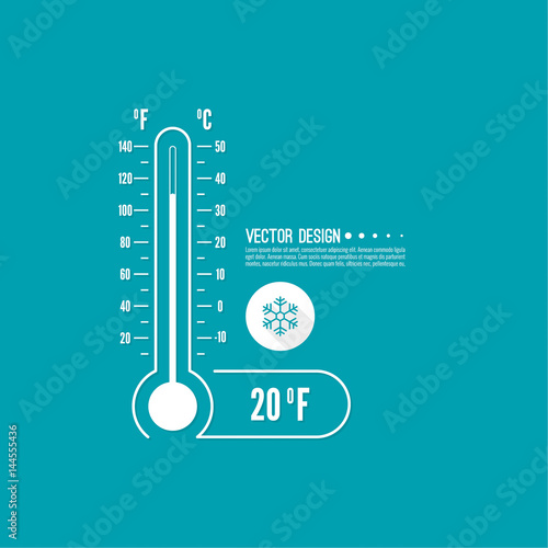 The meteorology thermometer with Celsius and Fahrenheit to measure the temperature of the environment. Vector illustration. Thermometer for heat and cold weather.