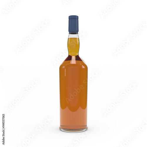 Whiskey bottle isolated 3d rendering