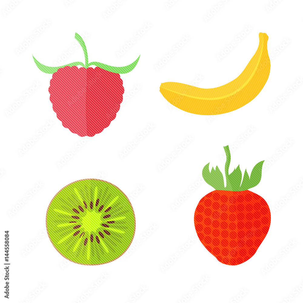 Four Flat Fruits with Texture Four Flat Fruits with Texture