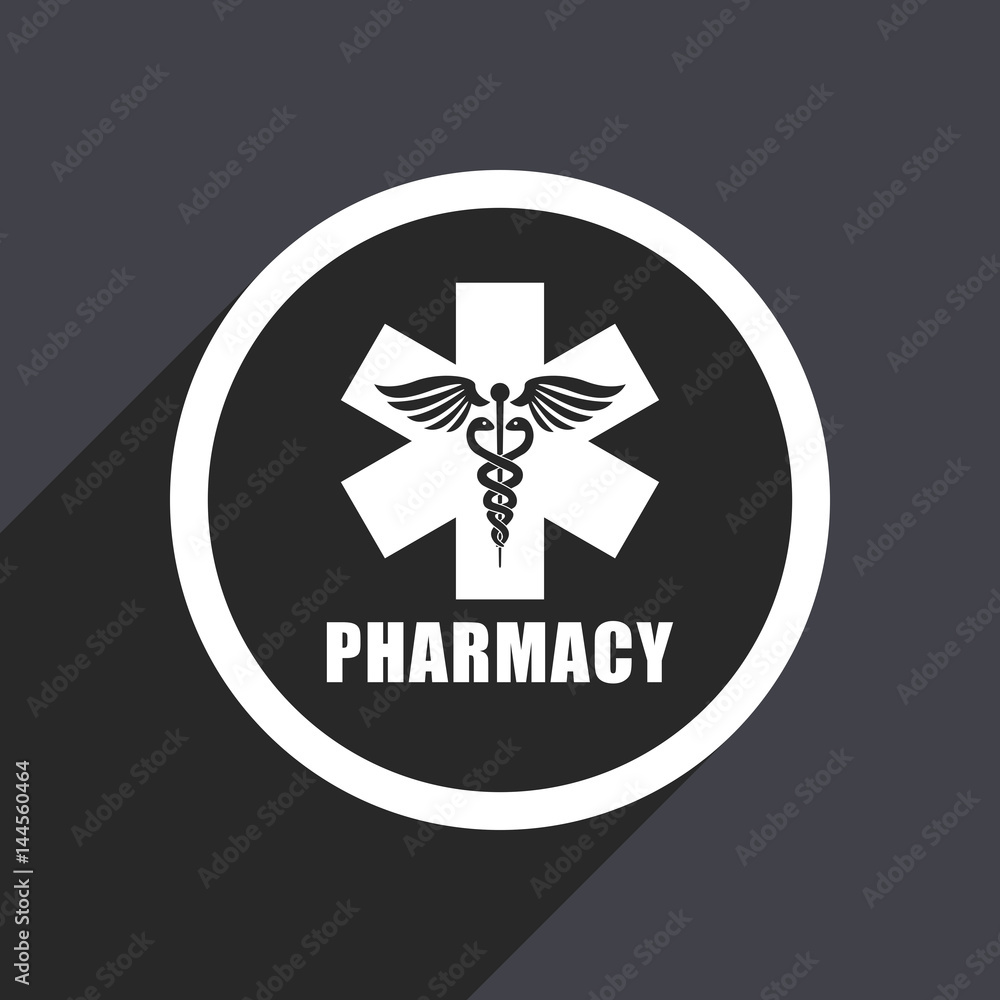 Pharmacy flat design vector icon. Pharmacy flat design vector icon.