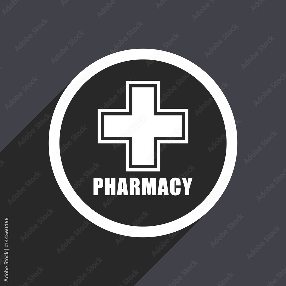 Obraz premium Pharmacy flat design vector icon.