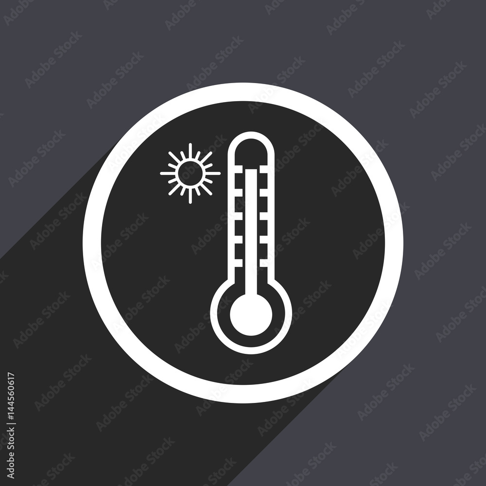 Hot temperature flat design vector icon. Hot temperature flat design vector icon.