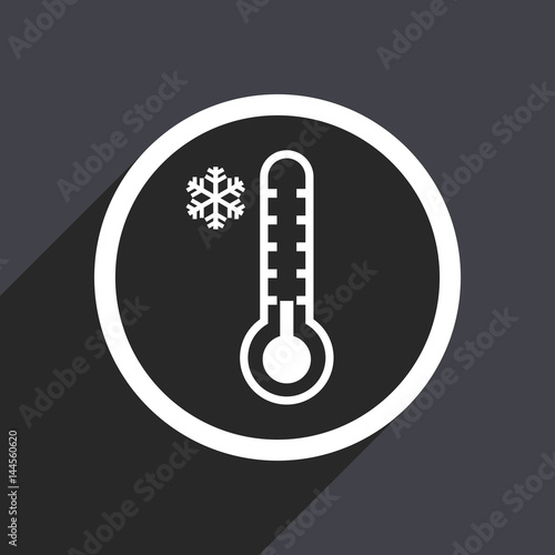 Cold thermometer flat design vector icon.