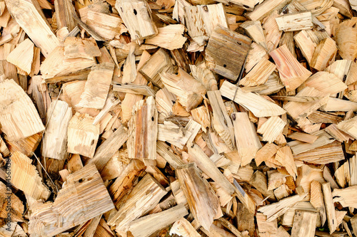 Quadro em tela Wood chips closeup texture background