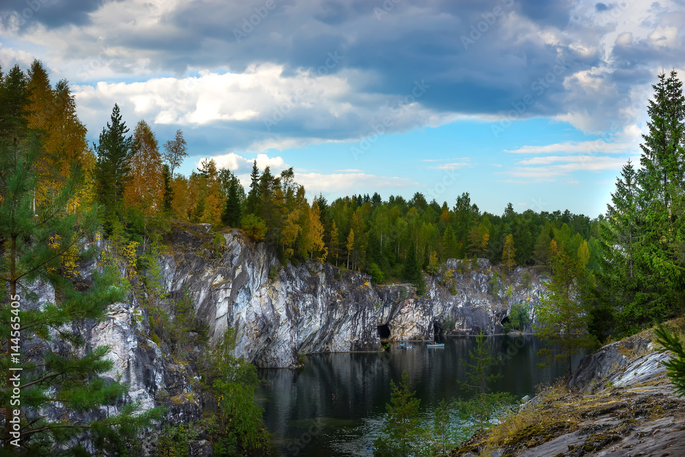Ruskeala is a marble canyon. Marble quarry. Karelia. Ruskeala is a marble canyon. Marble quarry. Karelia.