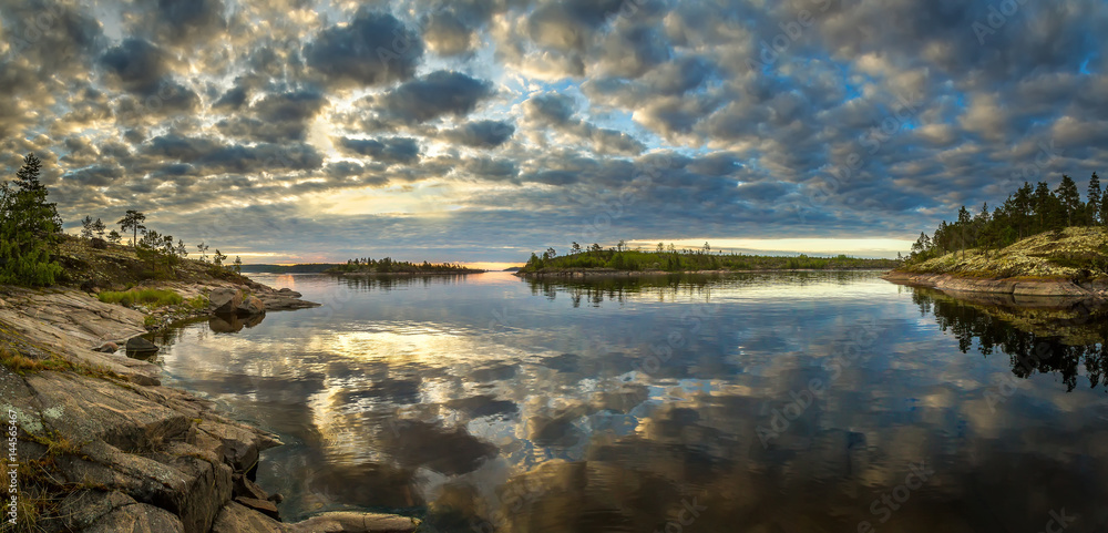 Ladoga lake. Karelia. Islands in Karelia. Rocky islands.