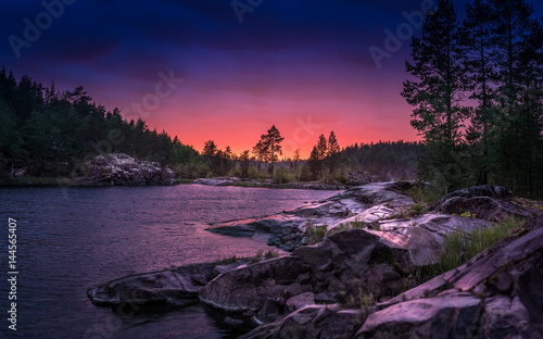 Sunset. Sunrise. Ladoga lak...