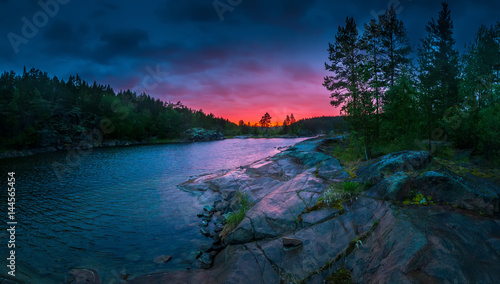 Sunset. Sunrise. Ladoga lak...