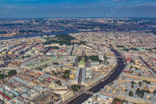 City with a helicopter. Center of St. Petersburg. City from the top. SPb.