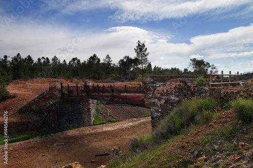 Old stone and metal bridge at Sao Domingos abandoned mine