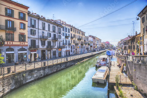 Naviglio Grande, waterway in Milan, Italy photo