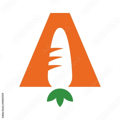 letter logo vector with carrot symbol.