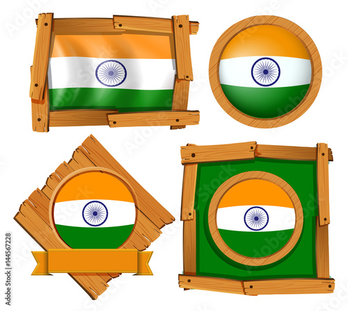 India flag on round and square badges