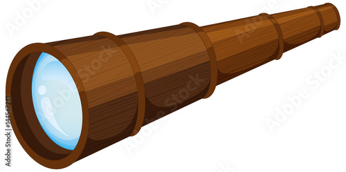 Wooden telescope on white background
