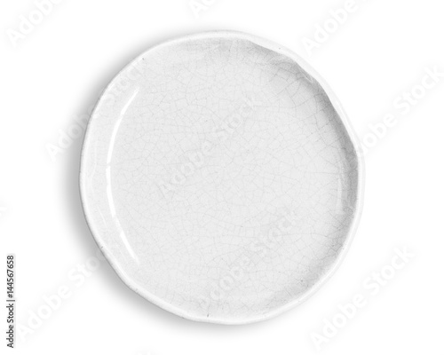 Blank white dish isolated on white background.