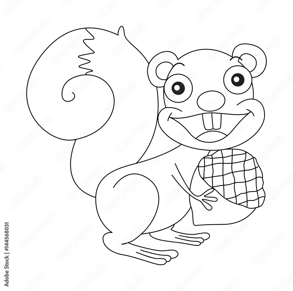 Animal outline for squirrel and nut Animal outline for squirrel and nut