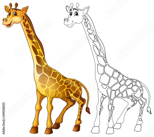 Doodle animal character for giraffe standing