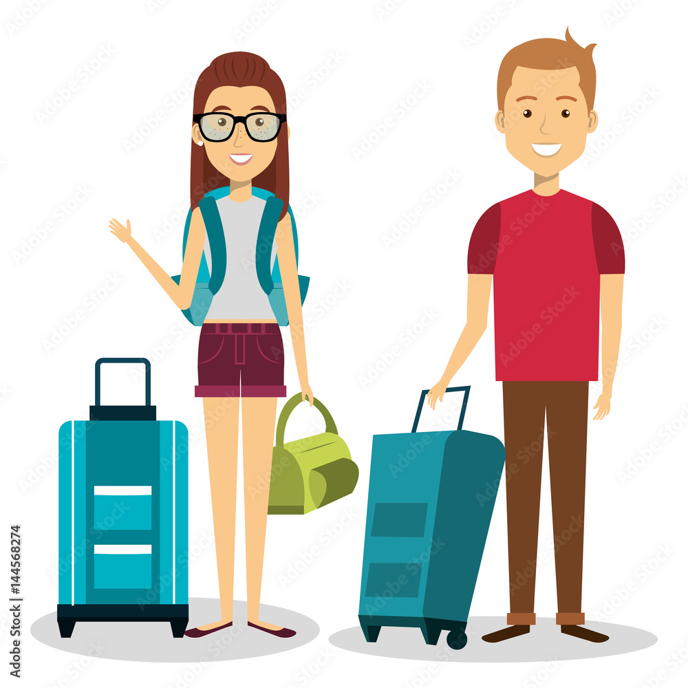 persons with suitcase travel vector illustration design persons with suitcase travel vector illustration design