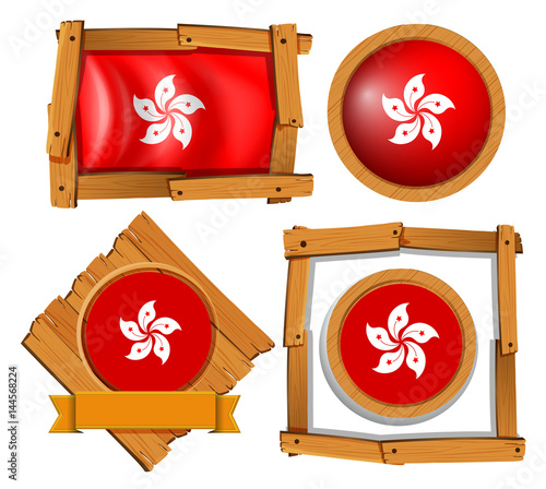 Hong Kong flag on round and square frames