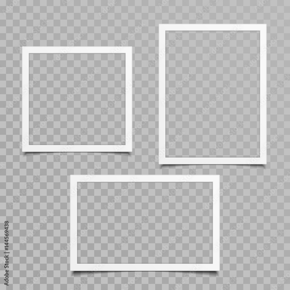 Blank photo frame vector set. - obrazy, fototapety, plakaty 
