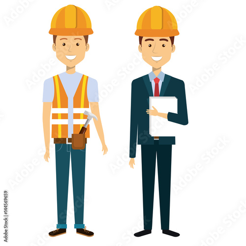 professional construction people characters vector illustration design