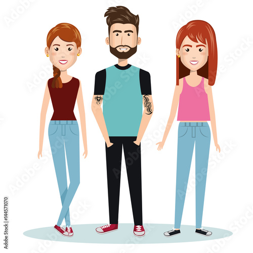 young people style characters vector illustration design