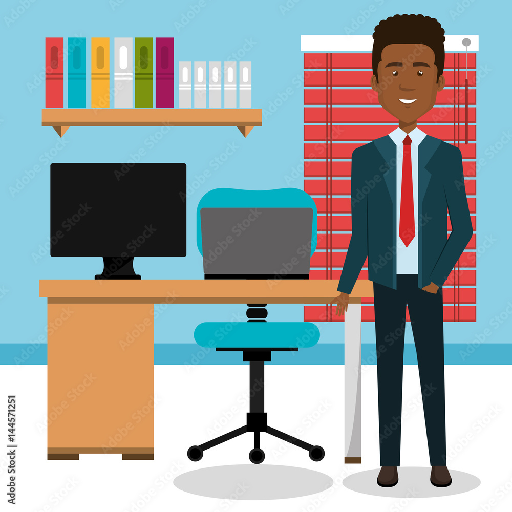 businessman in the office avatar character icon vector illustration design