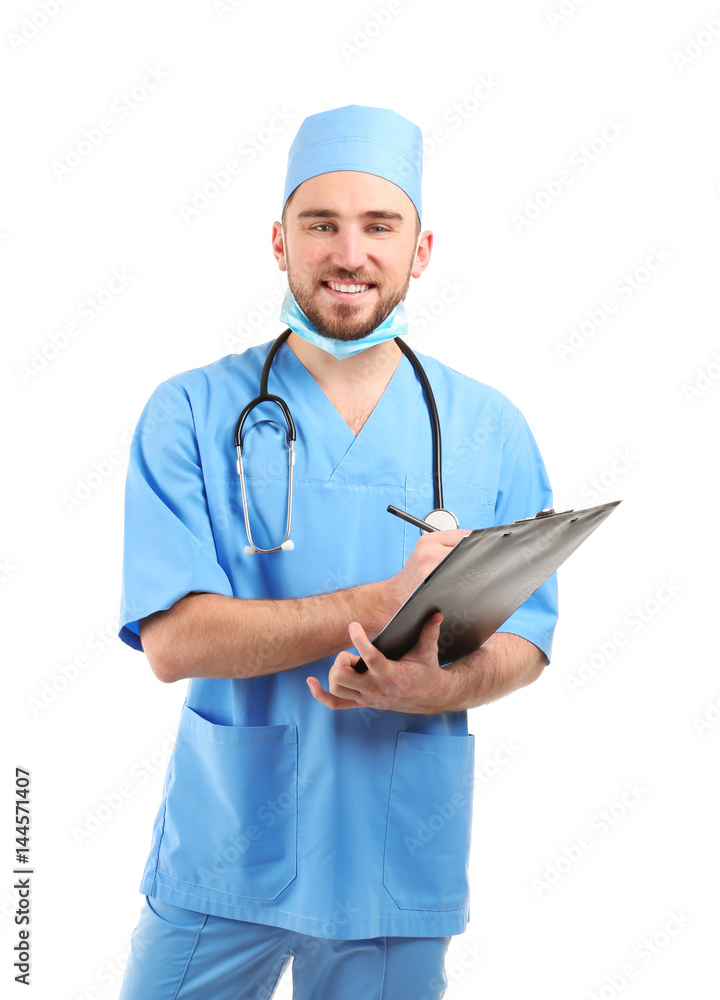 Handsome young doctor on white background Handsome young doctor on white background