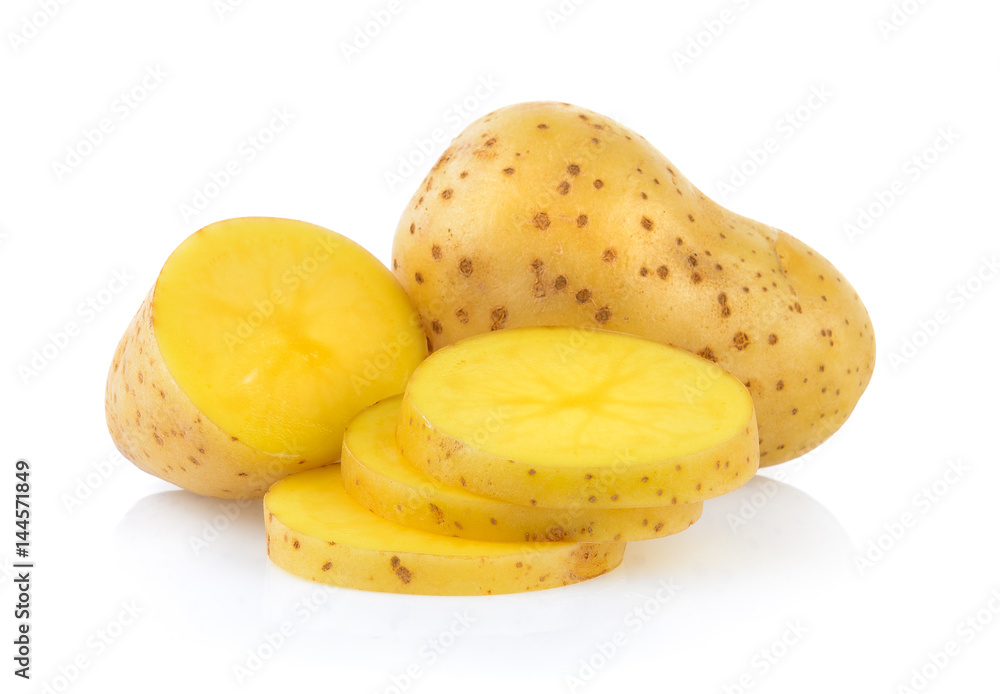 potatoes on white background