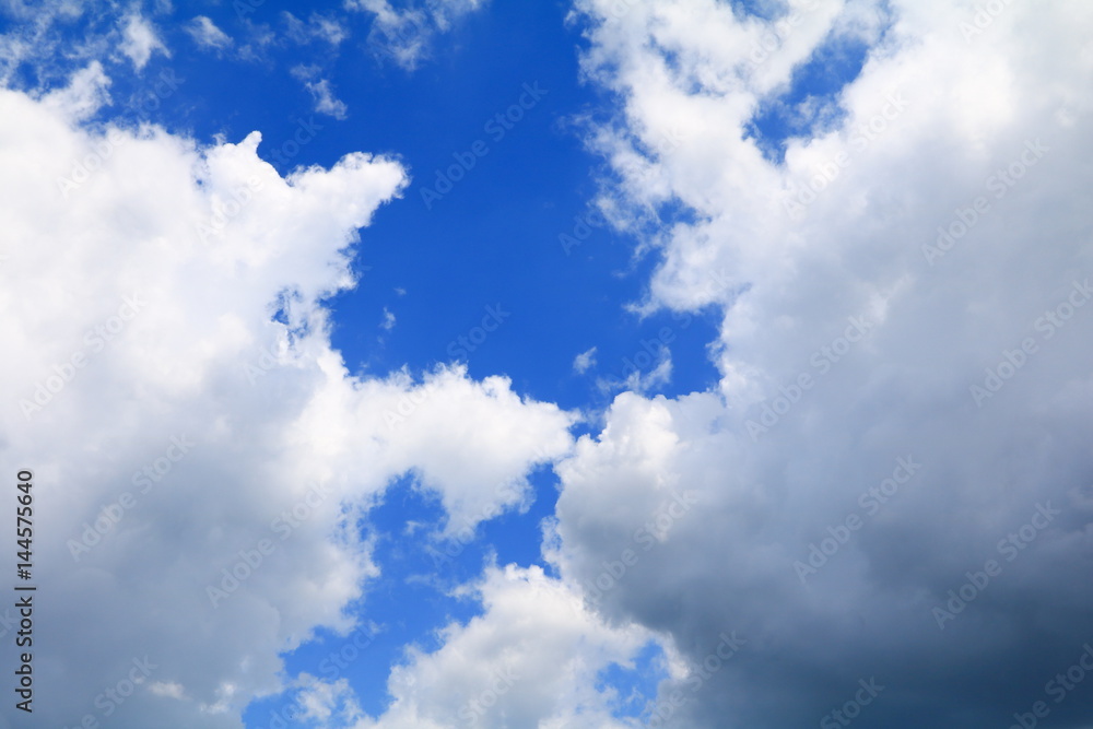 Fototapeta premium blue sky with big cloud and raincloud, art of nature beautiful and copy space for add text
