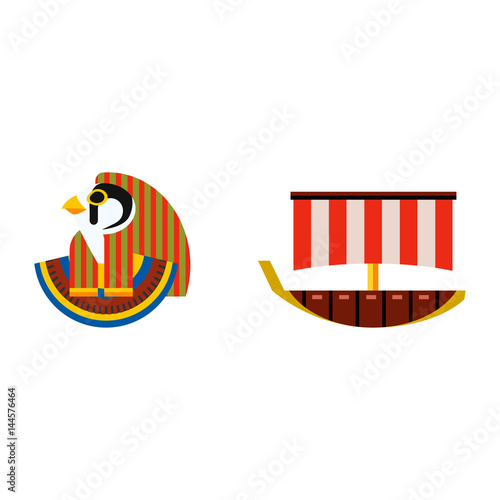 Vector flat design egypt travel icon pharaoh head element illustration.